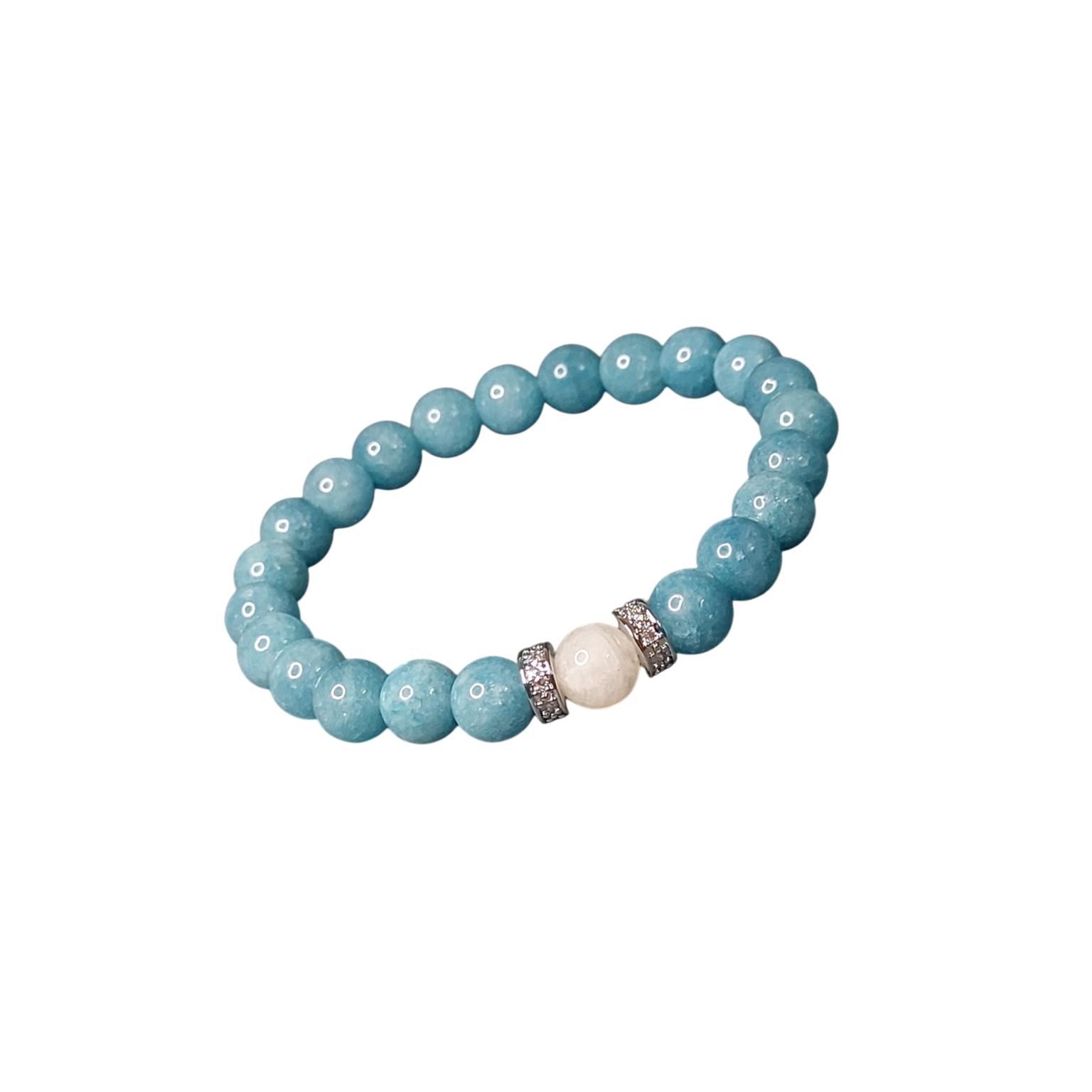 Браслет з аквамарину та місячного каміння